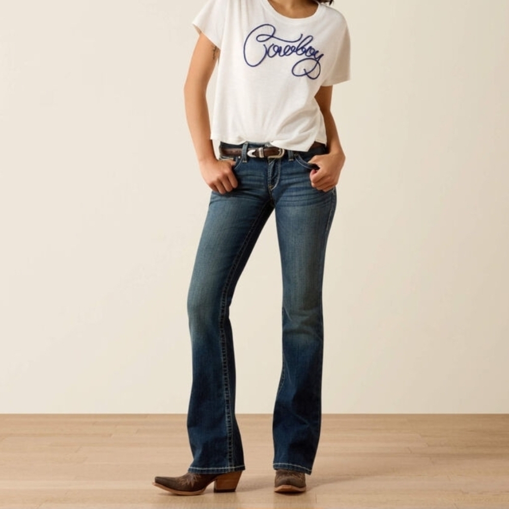 Ariat Womens R.E.A.L. Mid Rise Stretch Whipstitch Boot Cut Jean Size 29S NWT
